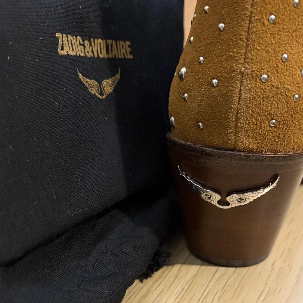 Zadig & Voltaire Tan Studded Ankle Boots- all leather made in Spain. SZ 39 (8)